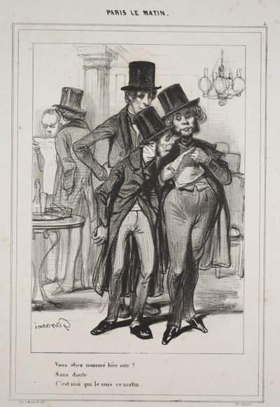 Vous étiez nommé hier soir..., de la serie Paris Le Matin, 1839 de Paul Gavarni