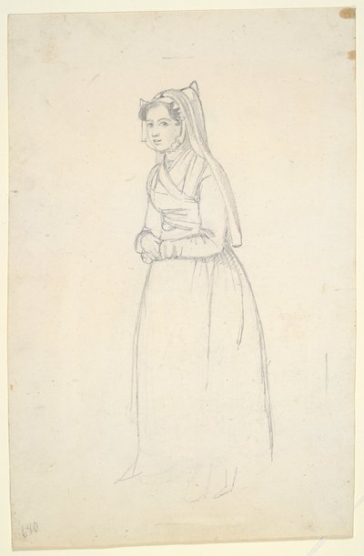 Mujer con traje de campesina (anverso y reverso) de Paul Gavarni