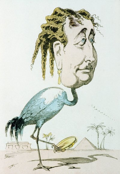 La emperatriz Eugenia (1826-1920, de soltera Eugenia María de Montijo de Guzmán), esposa de Napoleón III, aquí como una grulla, caricatura de Paul Hadol alias White de "La menagerie imperiale". de Paul Hadol