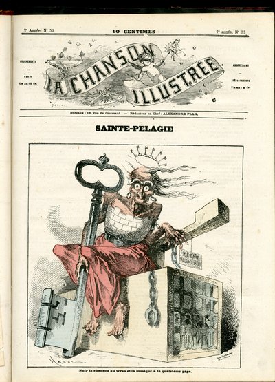 La Chanson illustrée (revista), número 52, Satírico en Colores: Santa Pelagia - Republicano, Prisiones, Santa Pelagia - Ilustración de Hadol (1835-1875) de Paul Hadol