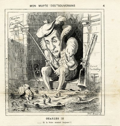 Caricatura de Carlos IX en Le Charivari de Paul Hadol