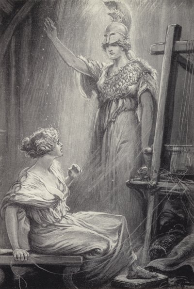 Atenea y Aracne de Paul Hardy