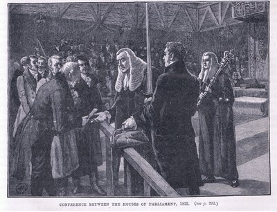 Conferencia entre las Casas del Parlamento AD 1835 de Paul Hardy