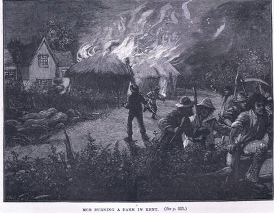 Multitud incendiando una granja en Kent en 1830 de Paul Hardy