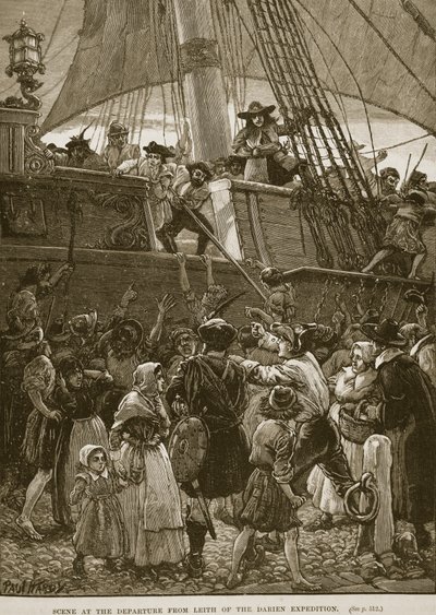 Escena en la Partida de Leith de la Expedición de Darién, ilustración de 