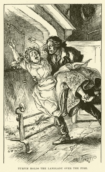 Turpin sostiene a la posadera sobre el fuego de Paul Hardy