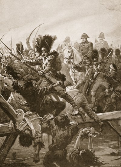 Cuando el remanente de la Guardia fue visto despejando el camino para el Emperador, hubo una estampida, ilustración de 
