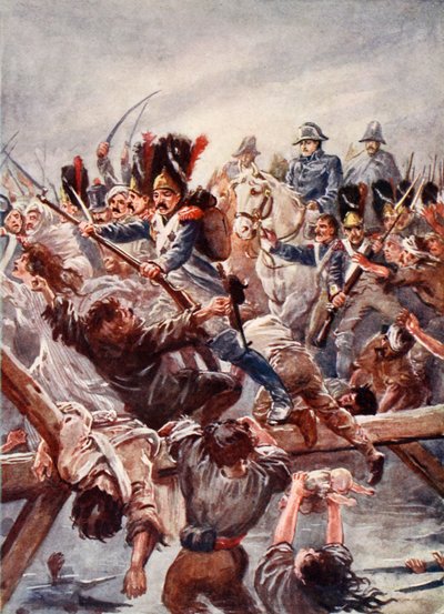 Cuando el remanente de la Guardia fue visto despejando el camino para el Emperador, hubo una estampida, ilustración de 