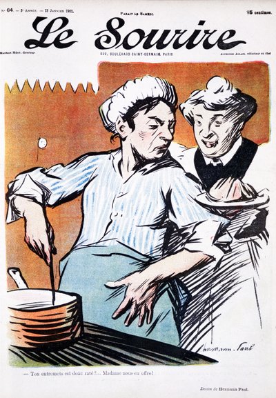 Dos cocineras domésticas ante un fogón de Paul Hermann