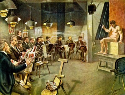 Estudiantes de arte, c.1930 (ilustración) de Paul Heydel