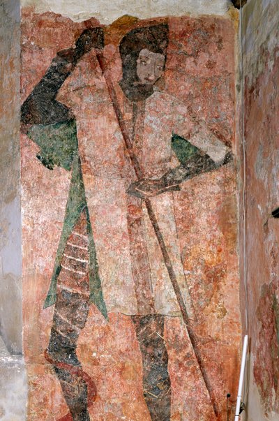 Pintura mural de San Jorge en la capilla, Castillo Farleigh Hungerford, Somerset de Paul Highnam