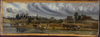 Orillas del Sena en la barrière de la Cunette, cerca del Champ-de-Mars (1820), en 1820 (pintura) de Paul Huet
