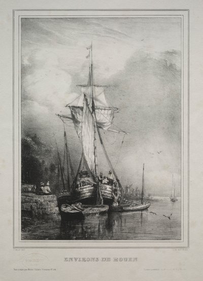 Seis Marinas: Alrededores de Rouen, Francia de Paul Huet
