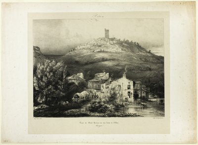 La torre de Mont-Perrou, vista desde las orillas del Allier (Auvernia) de Paul Huet