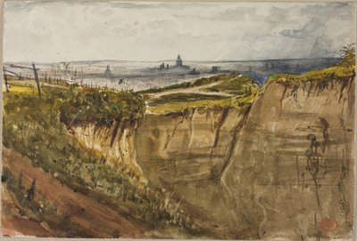 Vista de París, desde Meudon (acuarela con trazos de gouache sobre papel) de Paul Huet