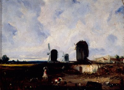 Molinos de viento en las llanuras de Montrouge, c.1820 (óleo sobre lienzo) de Paul Huet