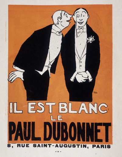 Publicidad de alcoholes Paul Dubonnet por Paul Iribe (dos hombres en traje de noche), Le Temoin, 28/12/1907 de Paul Iribe