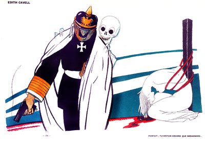 La muerte diciéndole al Kaiser Guillermo que está deshonrado por el asesinato de Edith Cavell, 13 de abril de 1916 de Paul Iribe