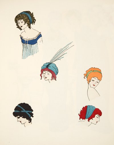 Diseños para tocados, de Les Robes de Paul Poiret pub. 1908 de Paul Iribe