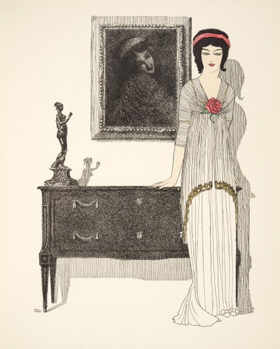 Vestido de noche, de Les Robes de Paul Poiret pub. 1908 de Paul Iribe