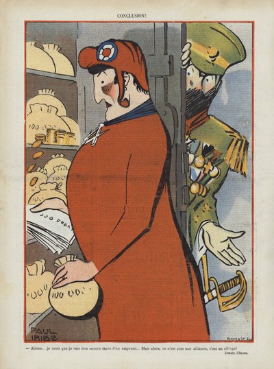 Sátira sobre la alianza franco-rusa. Ilustración para Le Rire de Paul Iribe
