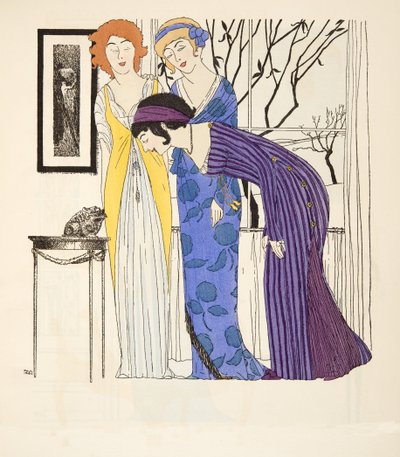 Tres vestidos de línea imperio de Les Robes de Paul Poiret pub. 1908 de Paul Iribe