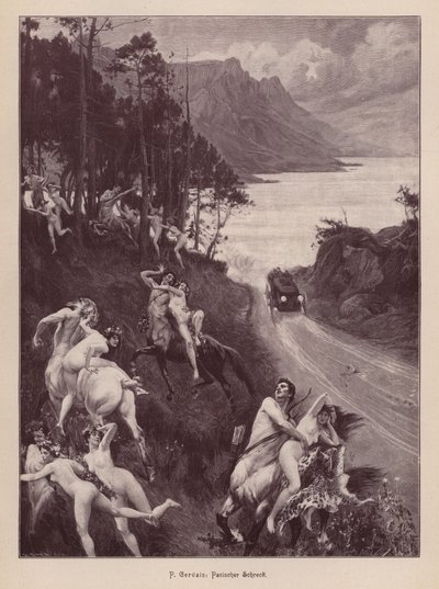 Sátiros y ninfas asustados por un automóvil de Paul Jean Gervais