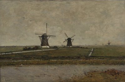 Pólder con Molinos cerca de Overschie de Paul Joseph Constantin Gabriel