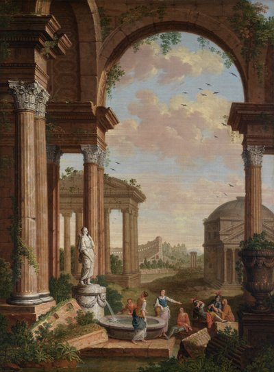 Paisaje con ruinas romanas (óleo sobre lienzo) de Paul Joseph de Cock
