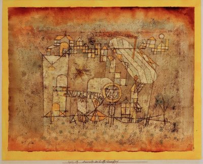 Llegada del dirigible de Paul Klee