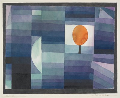 The Harbinger of Autumn [graduación verde/violeta con acento naranja] de Paul Klee