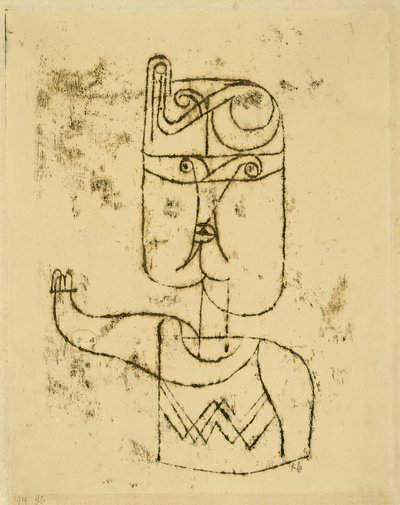 Mathematisches Bildnis. 1919 (dibujo al óleo sobre papel, montado sobre cartón) de Paul Klee
