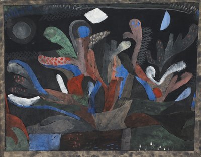 Imagen de un jardín en colores oscuros Dunkelbuntes Gartenbild, 1923 de Paul Klee