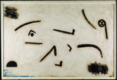 Sin título (signos sobre fondo negro), C.1940 (color y cola sobre papel) de Paul Klee