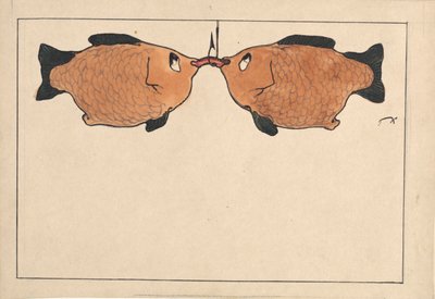 Sin título Dos peces, un anzuelo, un gusano, 1901 de Paul Klee