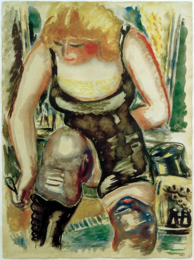 Dama rubia con abotonador de zapatos de Paul Kleinschmidt