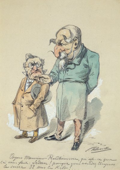 Monsieur Prudhomme y Napoleón III (acuarela) de Paul Klenck