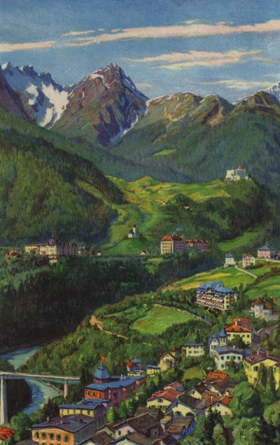 Balnearios suizos: Tarasp, Schuls, Vulpera (litografía en color) de Paul Kutscha