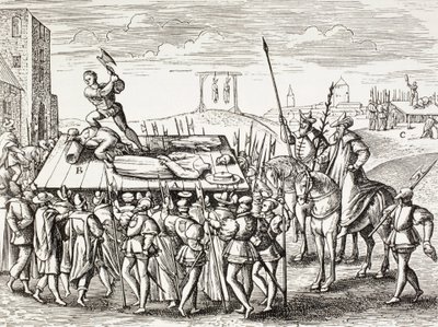 Propaganda del siglo XVI que ilustra los castigos decretados por el rey Enrique VIII contra los católicos ingleses. de Paul Lacroix