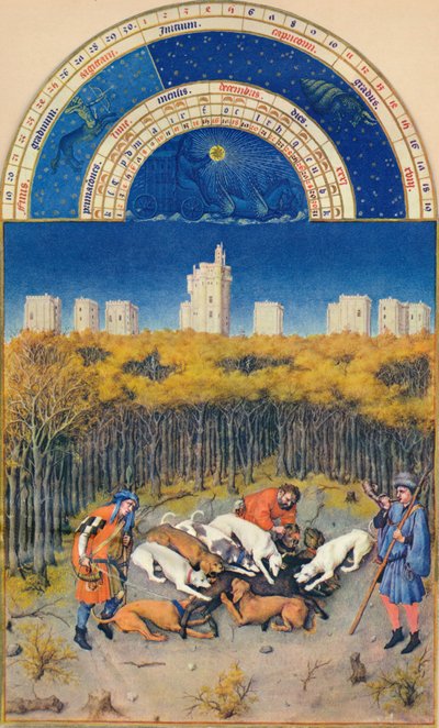 Diciembre - el Château de Vincennes, siglo XV, 1939 de Paul Limbourg