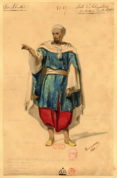 Abayaldos. Diseño de vestuario para la ópera Dom Sébastien, Roi de Portugal, 1843 de Paul Lormier