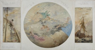 Boceto para el comedor del Hôtel de Ville de París: Agua, Tierra, Aire, entre 1891 y 1892 (óleo sobre lienzo) de Paul Louis Delance