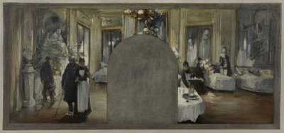 Boceto para el gabinete del prefecto del Hôtel de Ville de París: La ambulancia del Théâtre Français de Paul Louis Delance