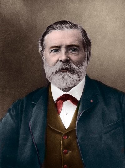 Retrato de Étienne-Jules Marey (1830-1904); científico y cronofotógrafo inglés; inventor del esfigmógrafo y pionero de la fotografía y el cine. Foto de Nadar, Paul (1856-1939). Coloreado digital. de Paul Nadar