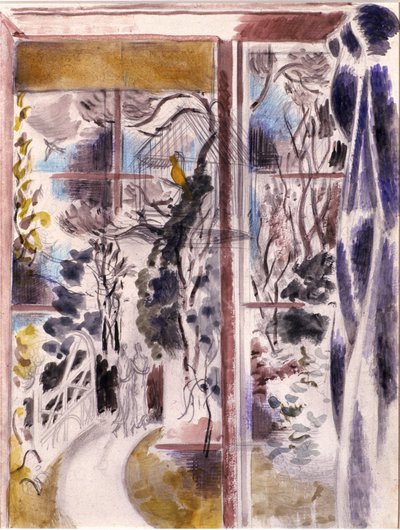 Ventana en Iden (lápiz y acuarela sobre papel de trama) de Paul Nash