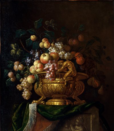 Naturaleza muerta con jarrón y granadas. Pintura de Paul Pillement, siglo XVII. Rouen, Museo de Bellas Artes. de Paul Pillement