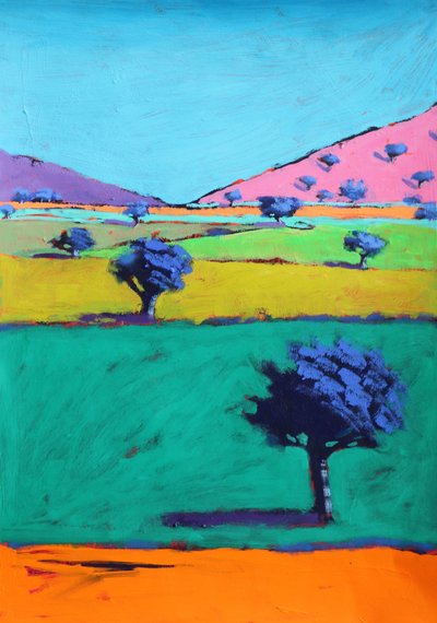 Berrow Down, 2021 (acrílico sobre papel) de Paul Powis