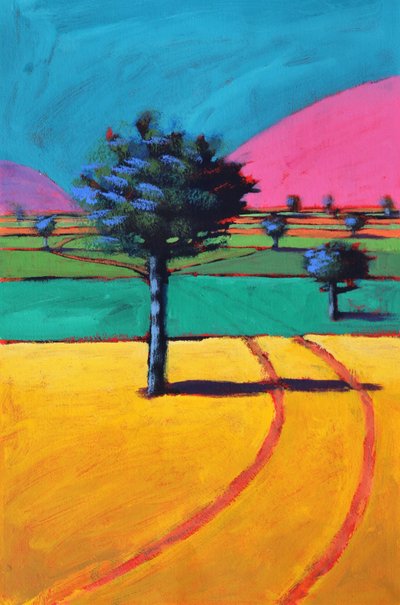 Hacia Castlemorton, 2021 (acrílico sobre papel) de Paul Powis