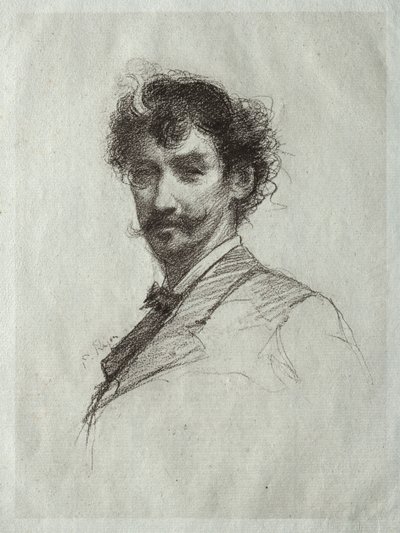 James McNeill Whistler con cerradura blanca y monóculo de Paul Rajon