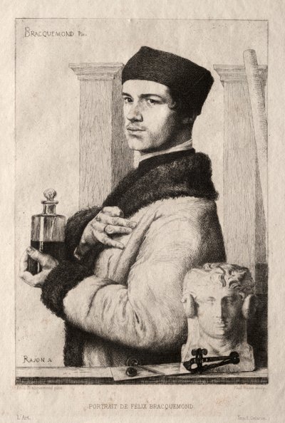 Retrato de Félix Bracquemond en 1852 de Paul Rajon